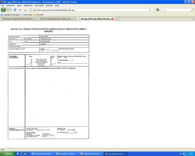 Water Quality Field data Sheet