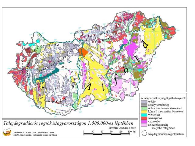 Talajdegradációs régiók Magyarországon