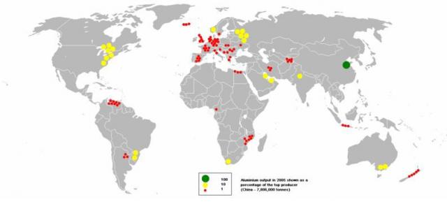 Aluminium production on Earth