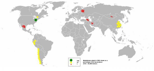 Molibdenum production on Earth