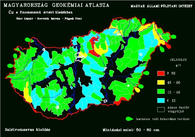Réz természetes koncentrációja Magyarország talajaiban